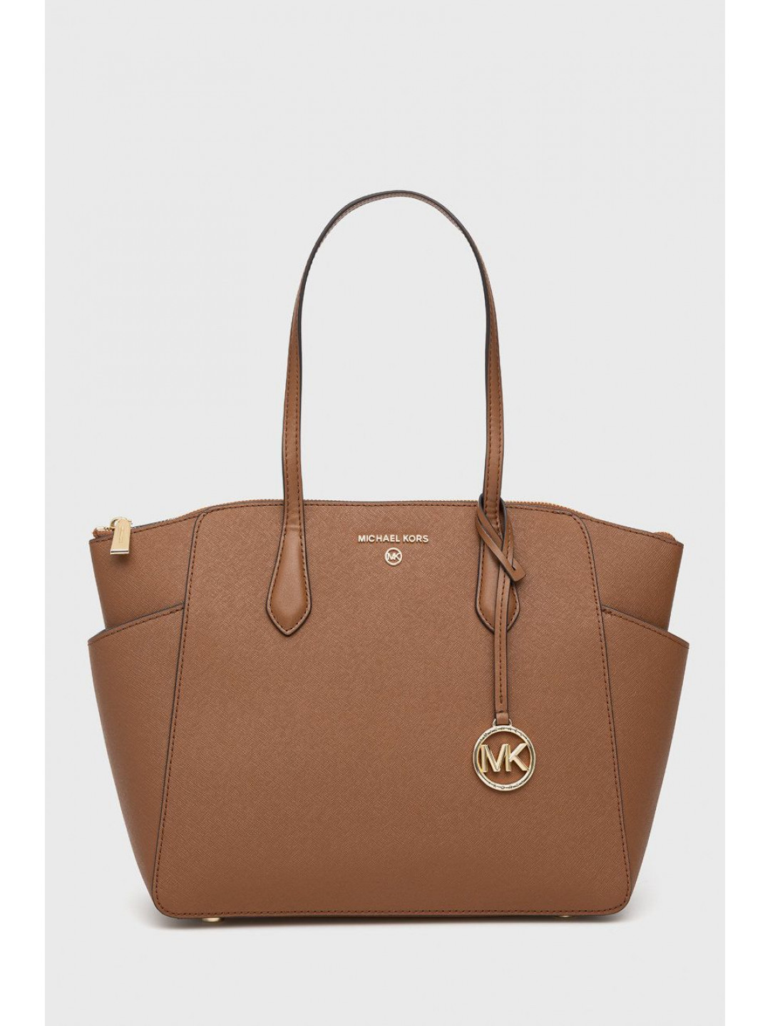 Kožená kabelka MICHAEL Michael Kors hnědá barva